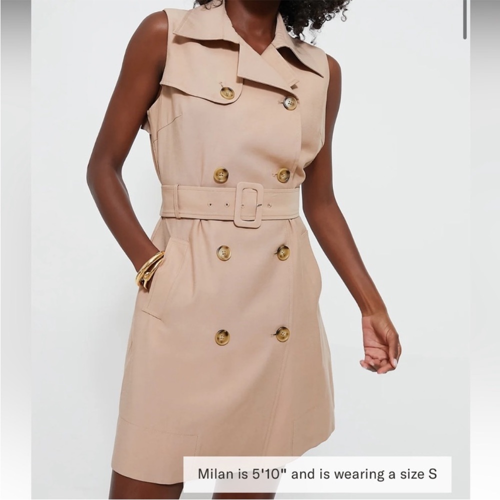 Sleeveless Tuckernuck Beige Belted Trench Dress